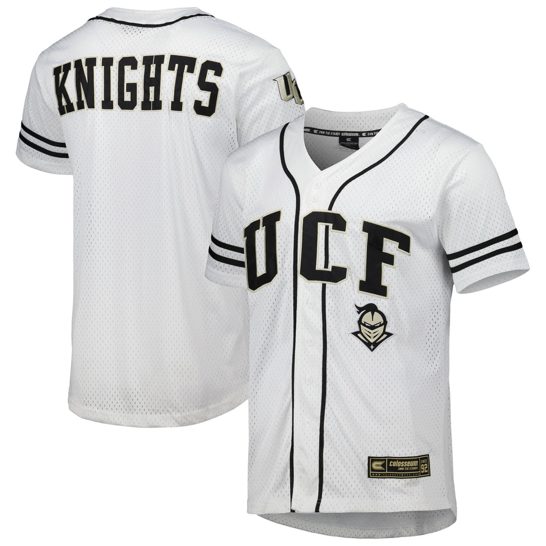 Colosseum Free Spirited Mesh Button-up UCF Knights white jersey