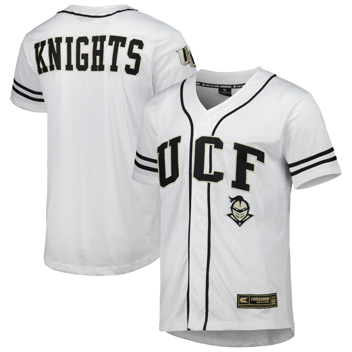 Colosseum Free Spirited Mesh Button-up UCF Knights white jersey