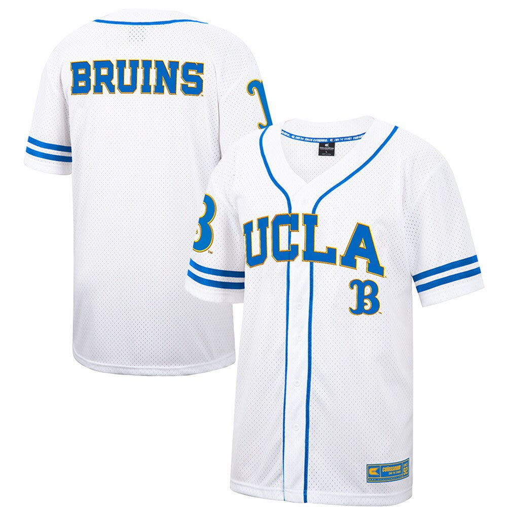 Colosseum Free Spirited Mesh Button-up UCLA Bruins white jersey