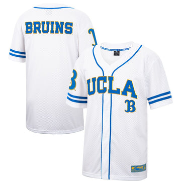 Colosseum Free Spirited Mesh Button-up UCLA Bruins white jersey
