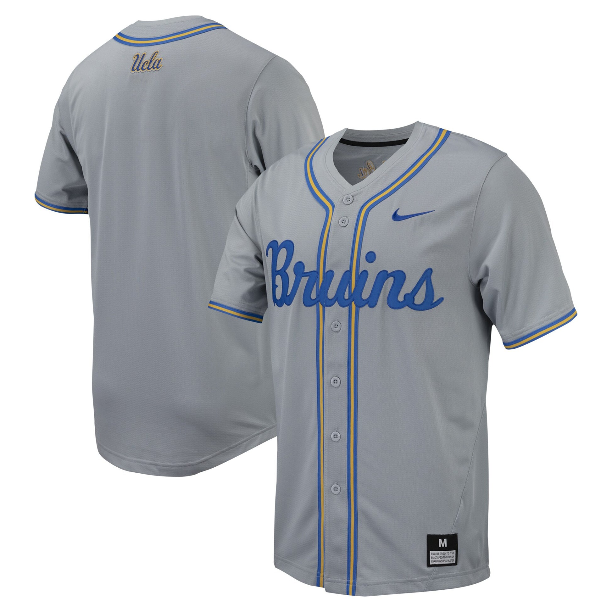 Full-button UCLA Bruins gray jersey