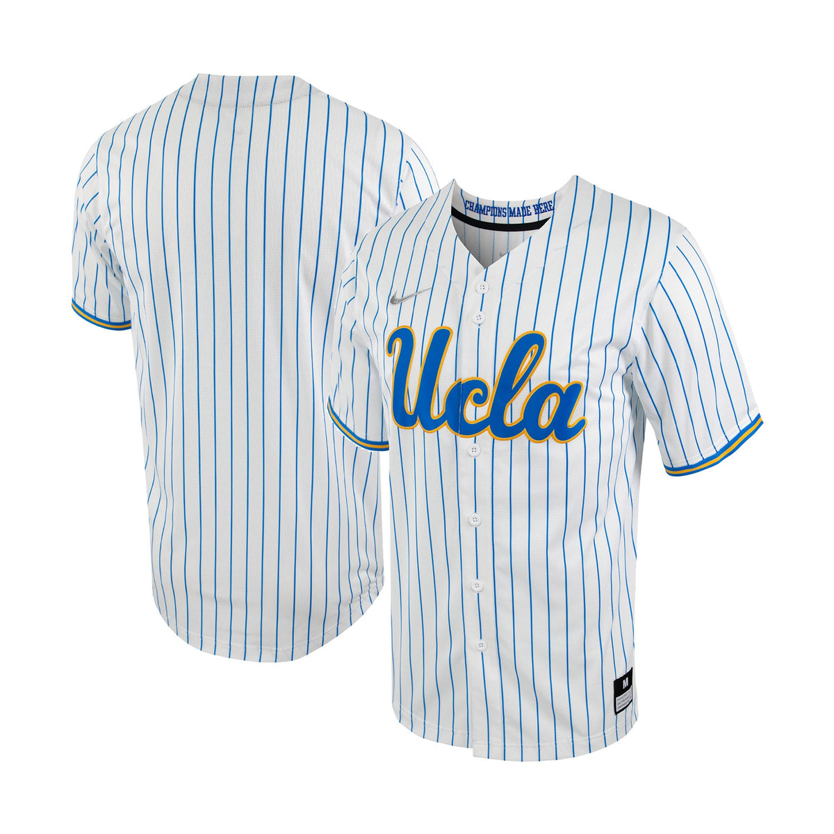 Pinstripe Full-button UCLA Bruins white jersey