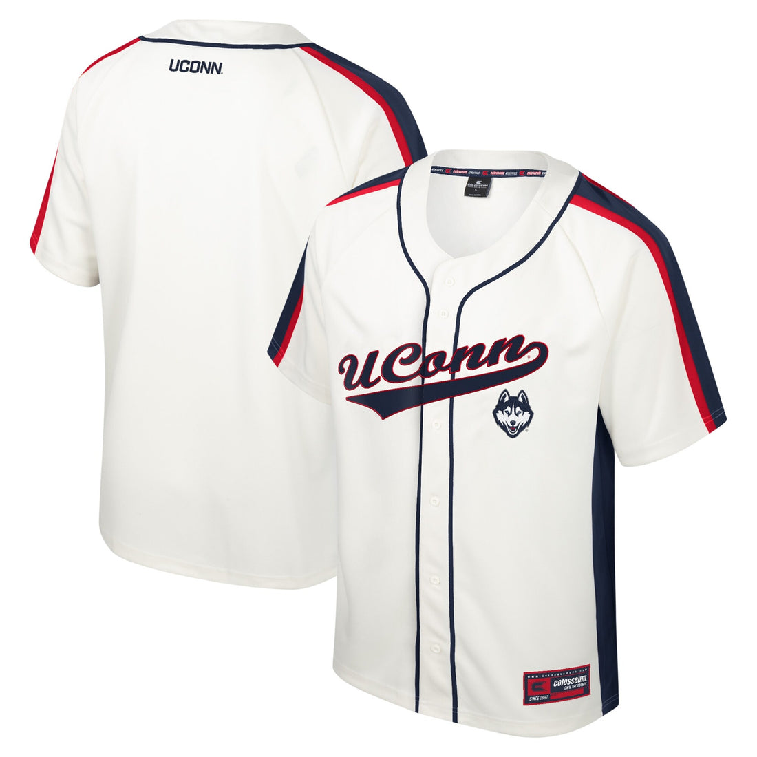 Colosseum Ruth Button-up UConn Huskies cream jersey