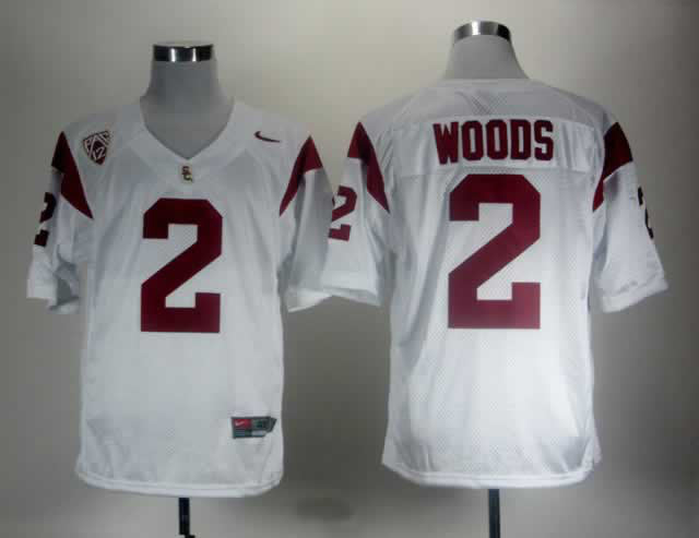 Woods USC Trojans white jersey