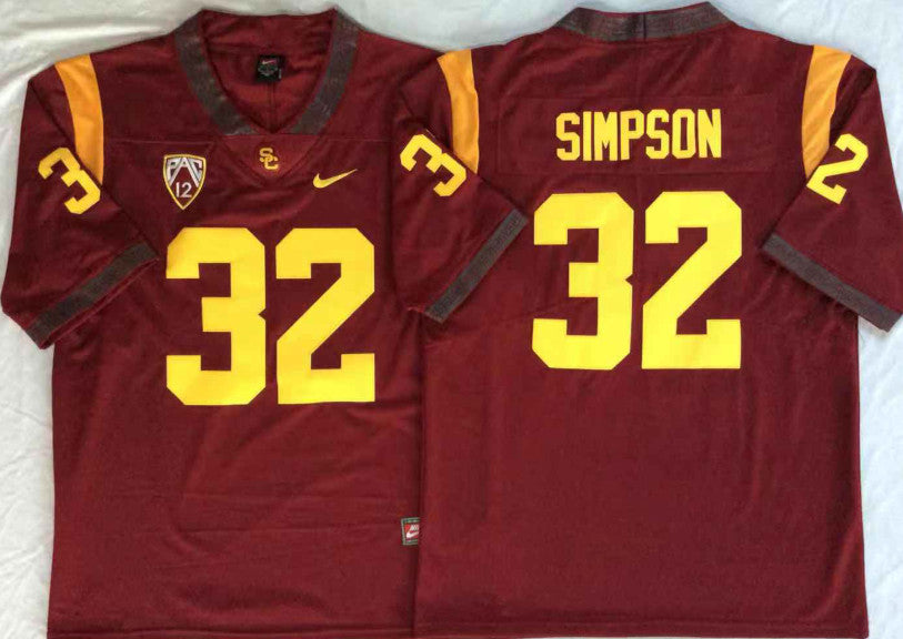 O.J.Simpson USC Trojans red jersey
