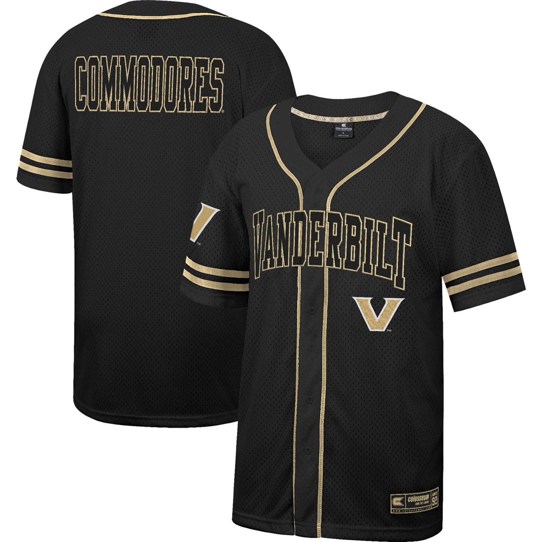 Colosseum Free Spirited Mesh Button-up Vanderbilt Commodores black jersey