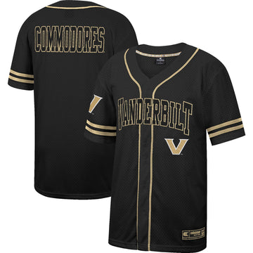 Colosseum Free Spirited Mesh Button-up Vanderbilt Commodores black jersey