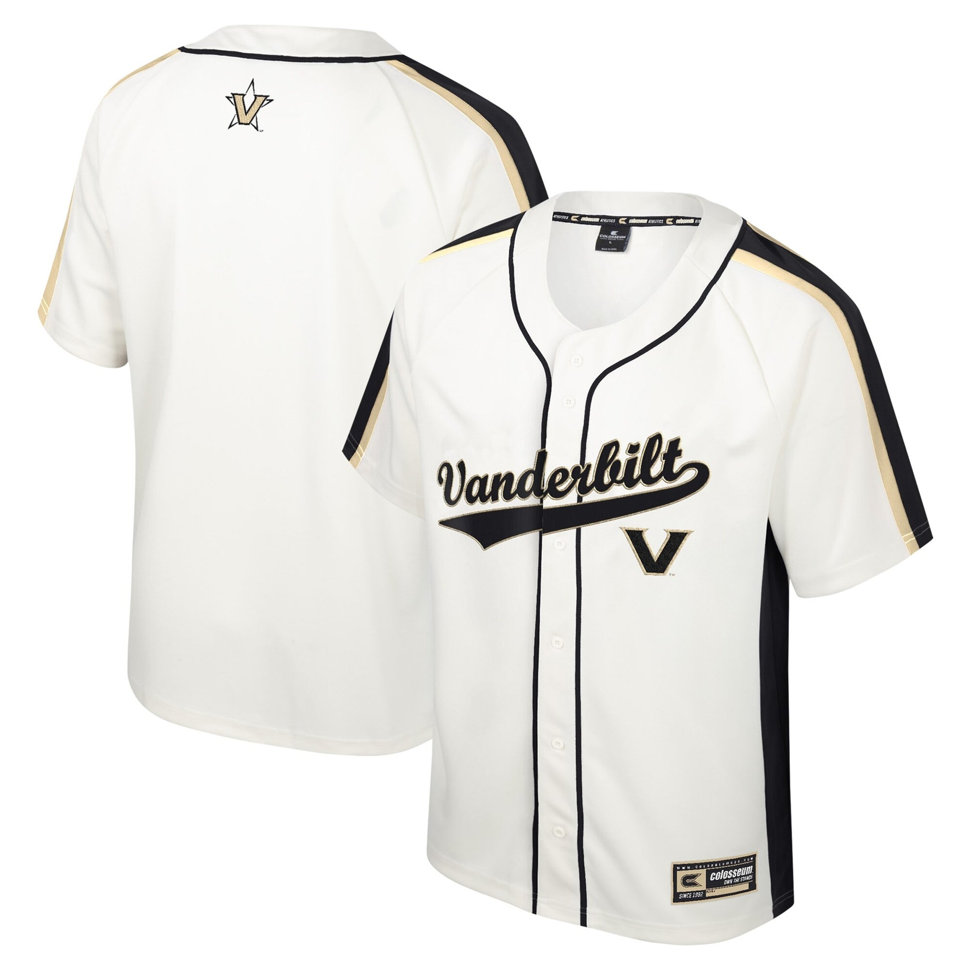 Colosseum Ruth Button-up Vanderbilt Commodores cream jersey