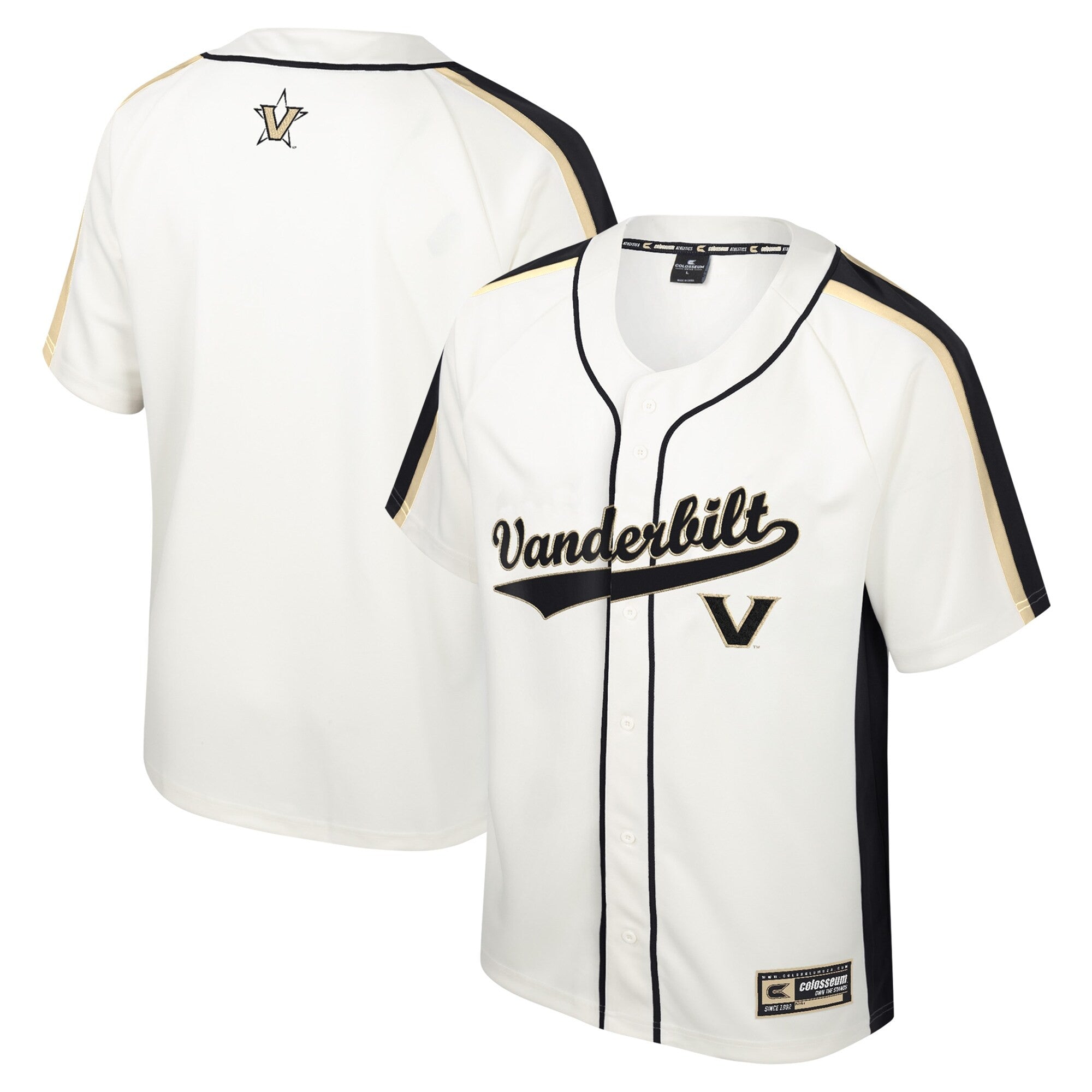 Colosseum Ruth Button-up Vanderbilt Commodores cream jersey