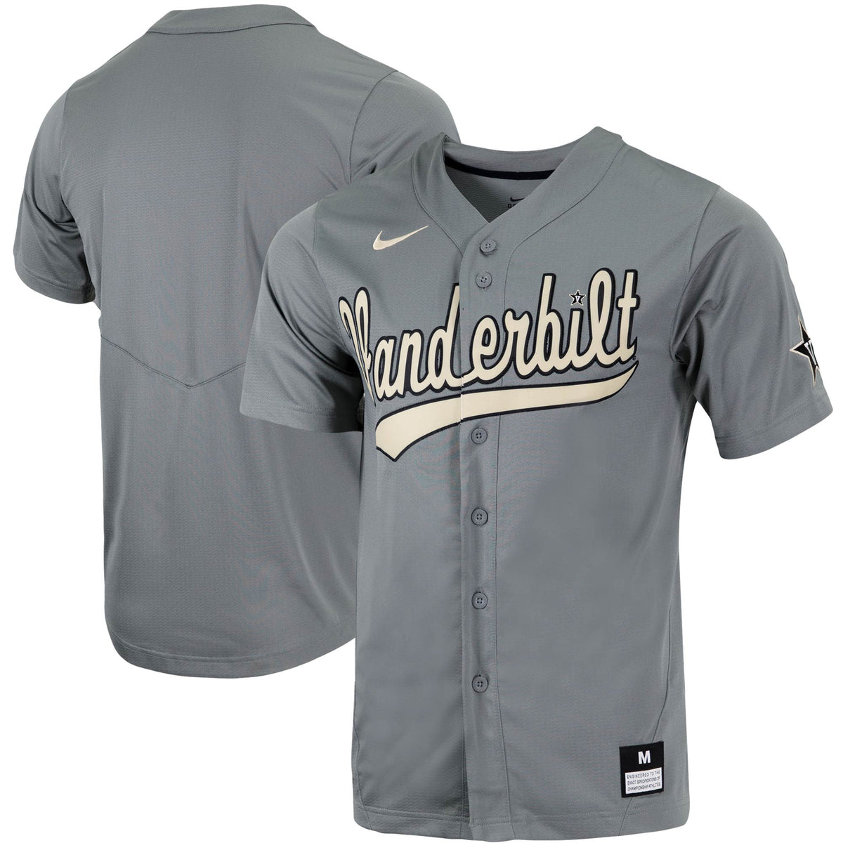 Full-button Vanderbilt Commodores charcoal jersey
