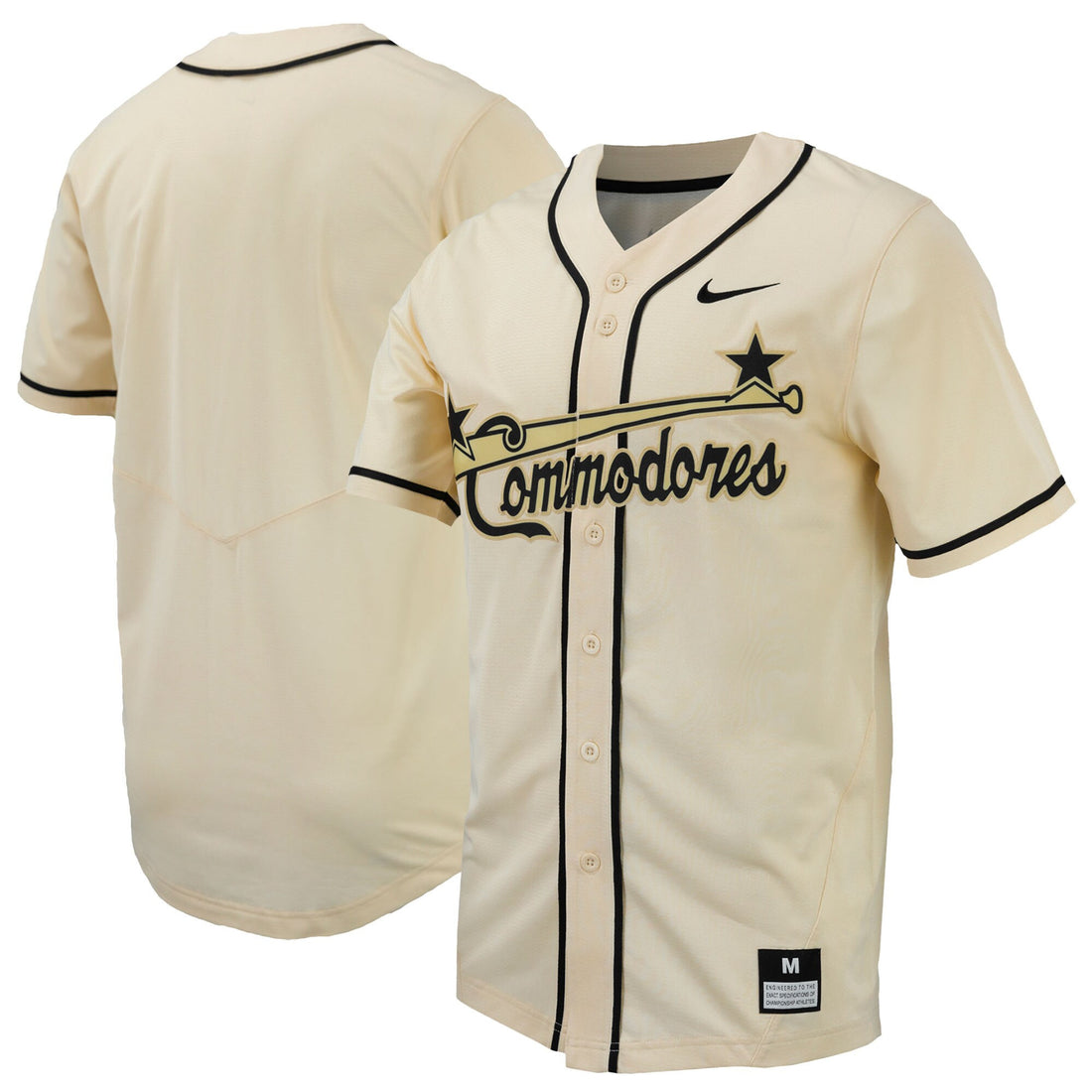 Full-button Natural Vanderbilt Commodores jersey