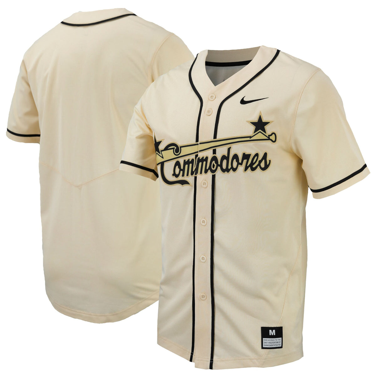 Full-button Natural Vanderbilt Commodores jersey