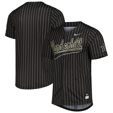 Pinstripe Full-button Vanderbilt Commodores black jersey
