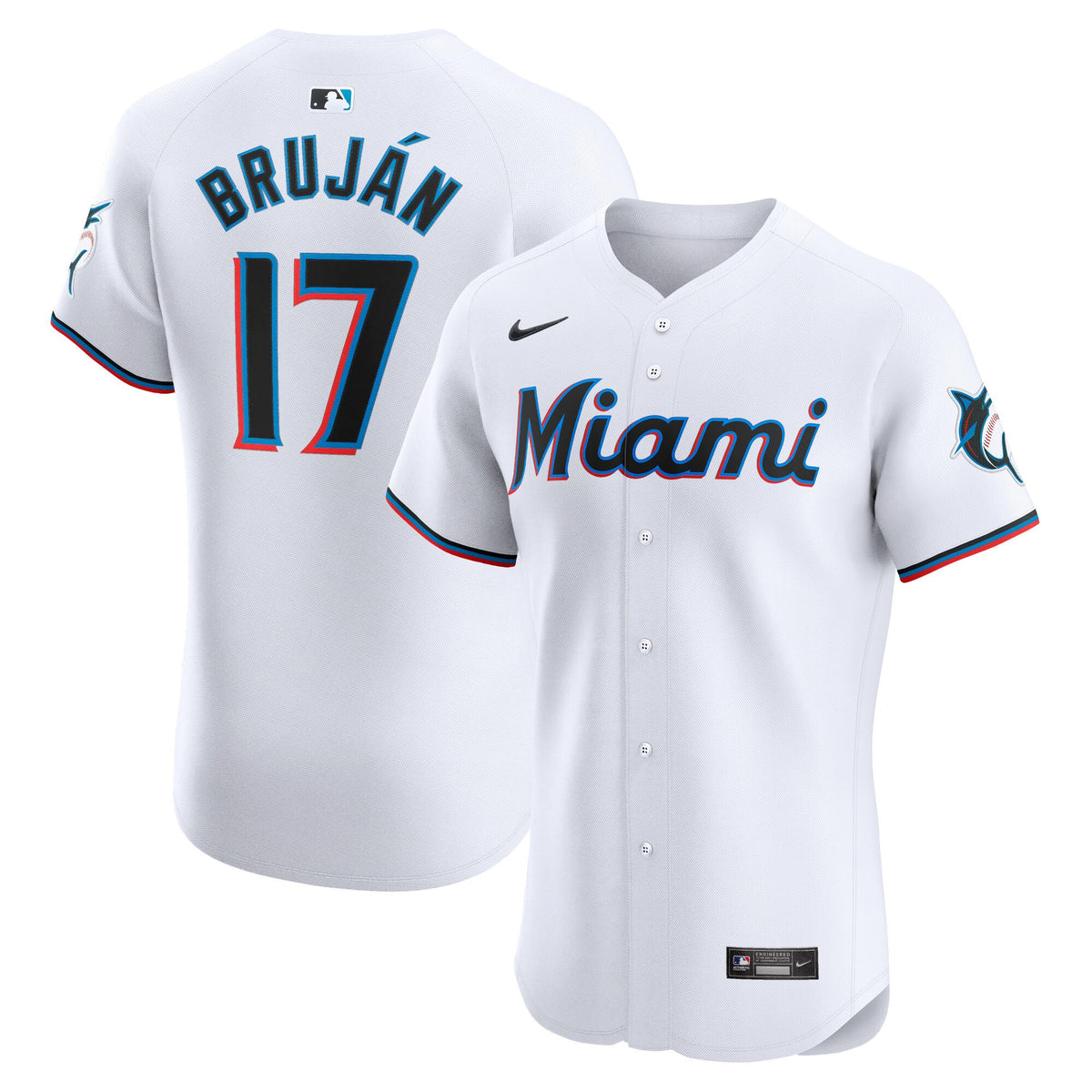 Vidal Brujan Miami Marlins white Elite jersey