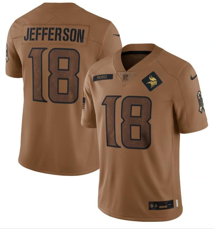 Justin Jefferson Minnesota Vikings brown Salute To Service jersey