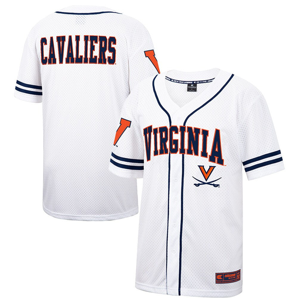 Colosseum Free Spirited Mesh Button-up Virginia Cavaliers white jersey