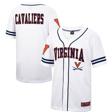 Colosseum Free Spirited Mesh Button-up Virginia Cavaliers white jersey