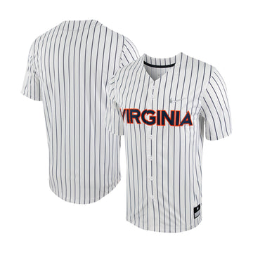 Pinstripe Full-button Virginia Cavaliers white jersey