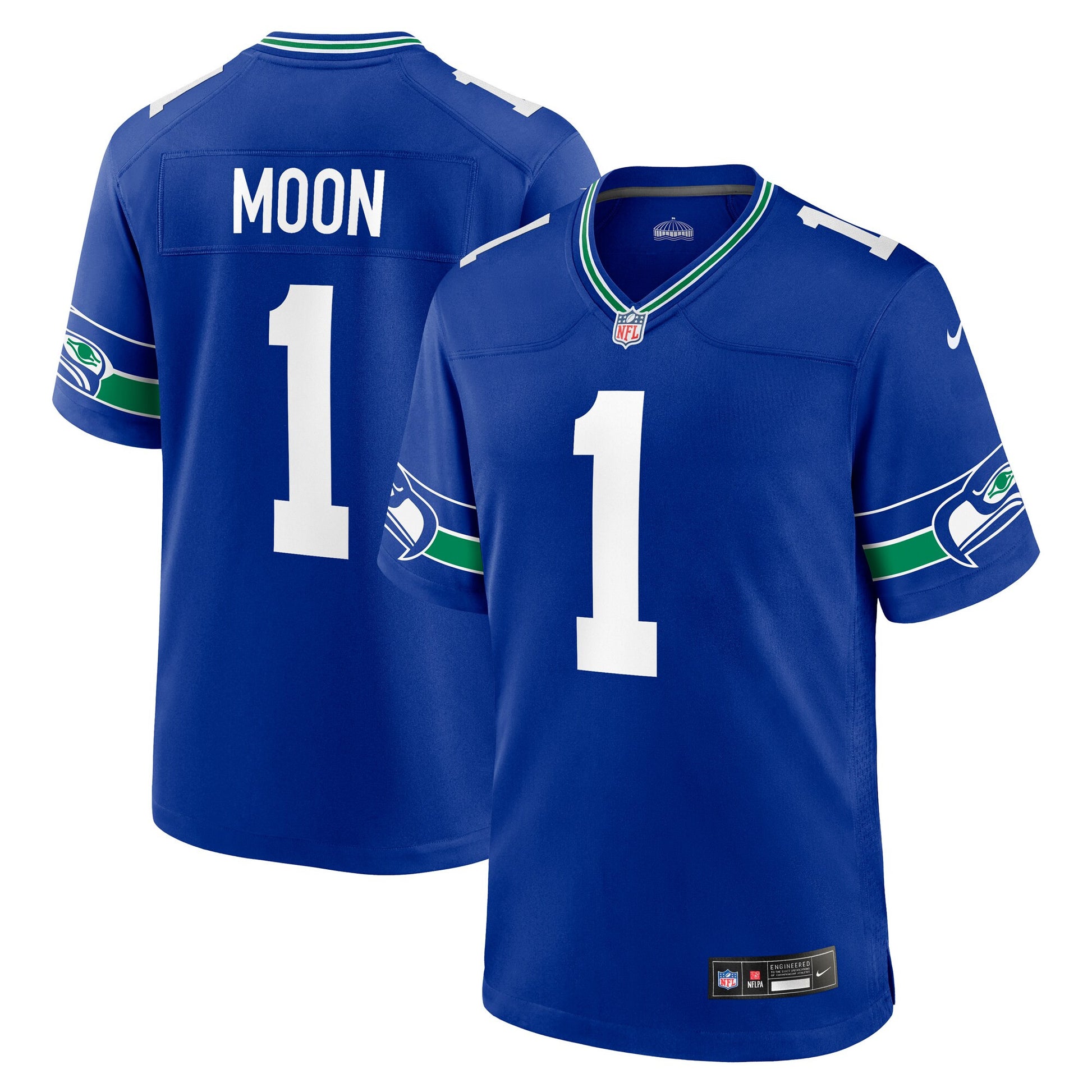 Warren Moon Seattle Seahawks royal Throwback jersey