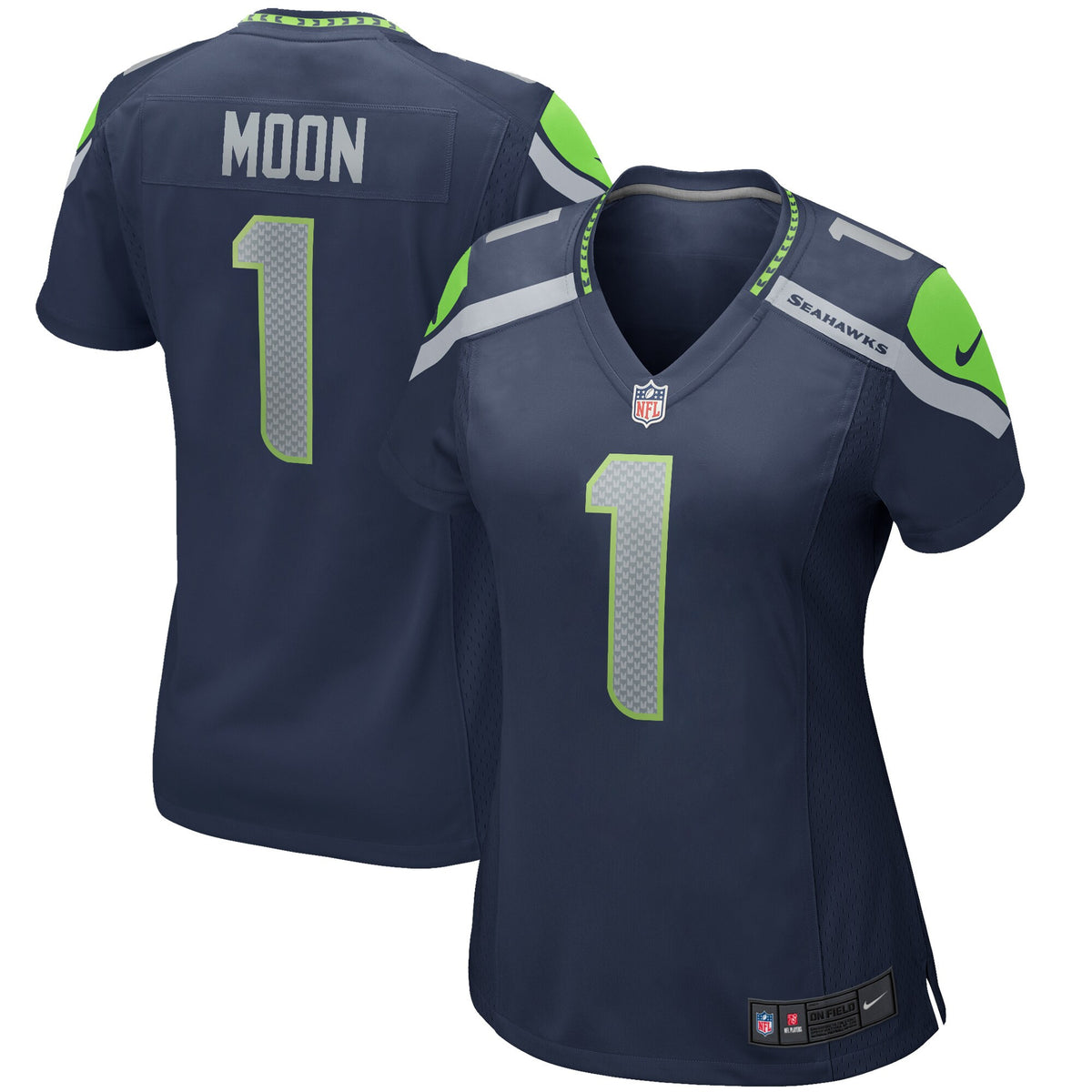 Warren Moon Seattle Seahawks navy Game jersey