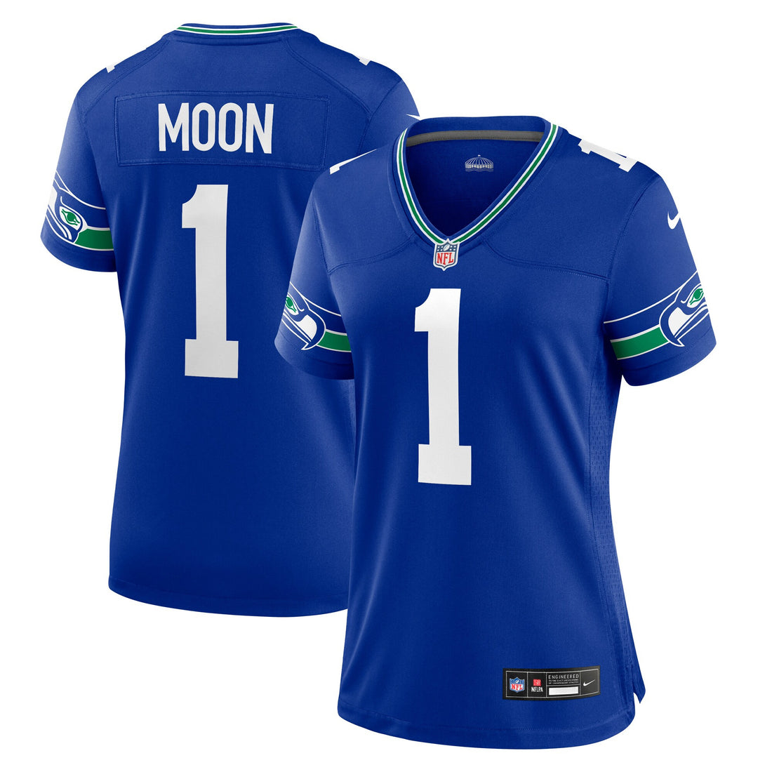 Warren Moon Seattle Seahawks royal Throwback jersey