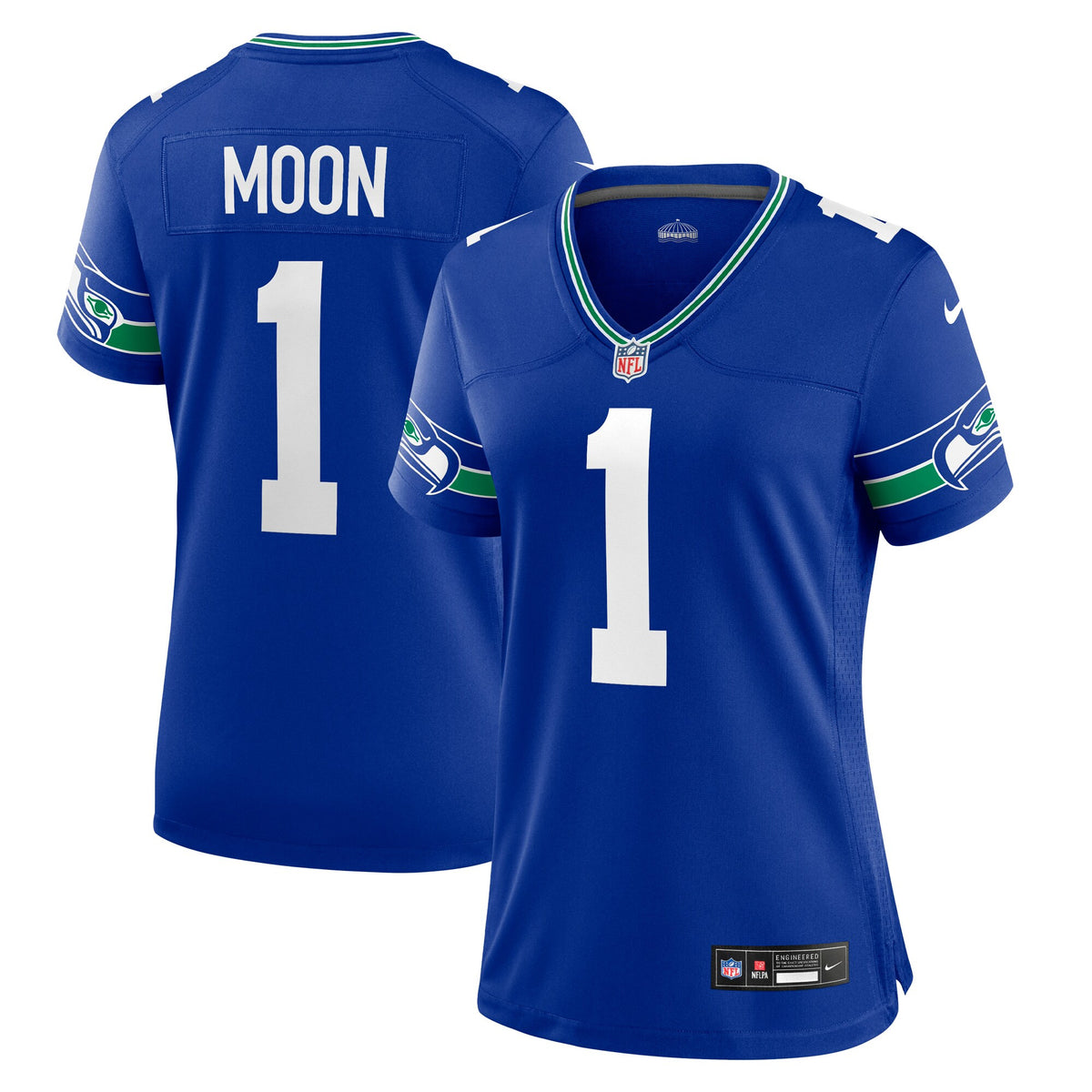 Warren Moon Seattle Seahawks royal Throwback jersey