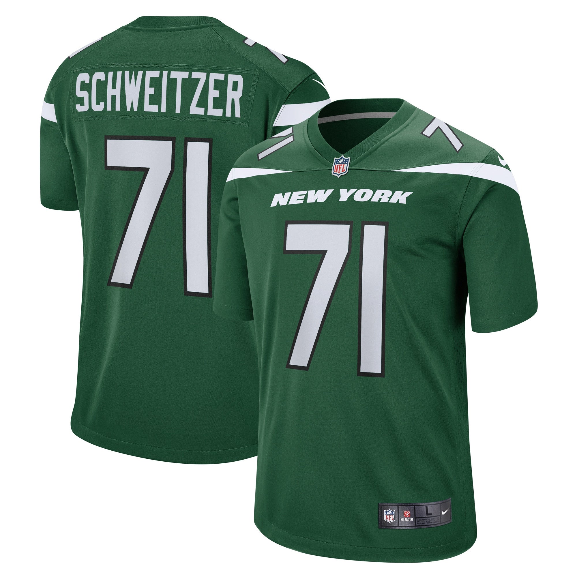 Wes Schweitzer New York Jets green jersey