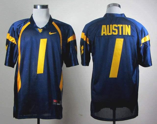 Austin West Virginia Mountaineers blue jersey