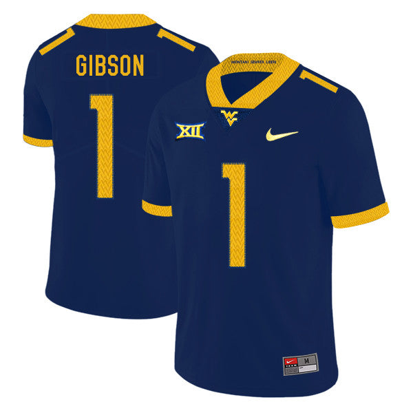Shelton Gibson West Virginia Mountaineers navy jersey