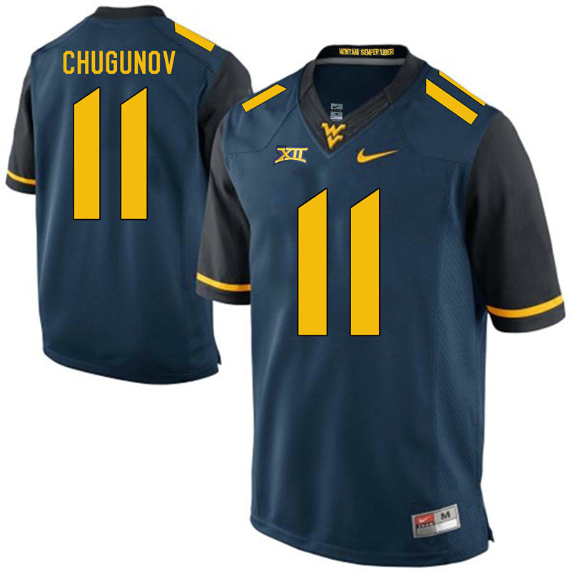 Chris Chugunov West Virginia Mountaineers navy jersey