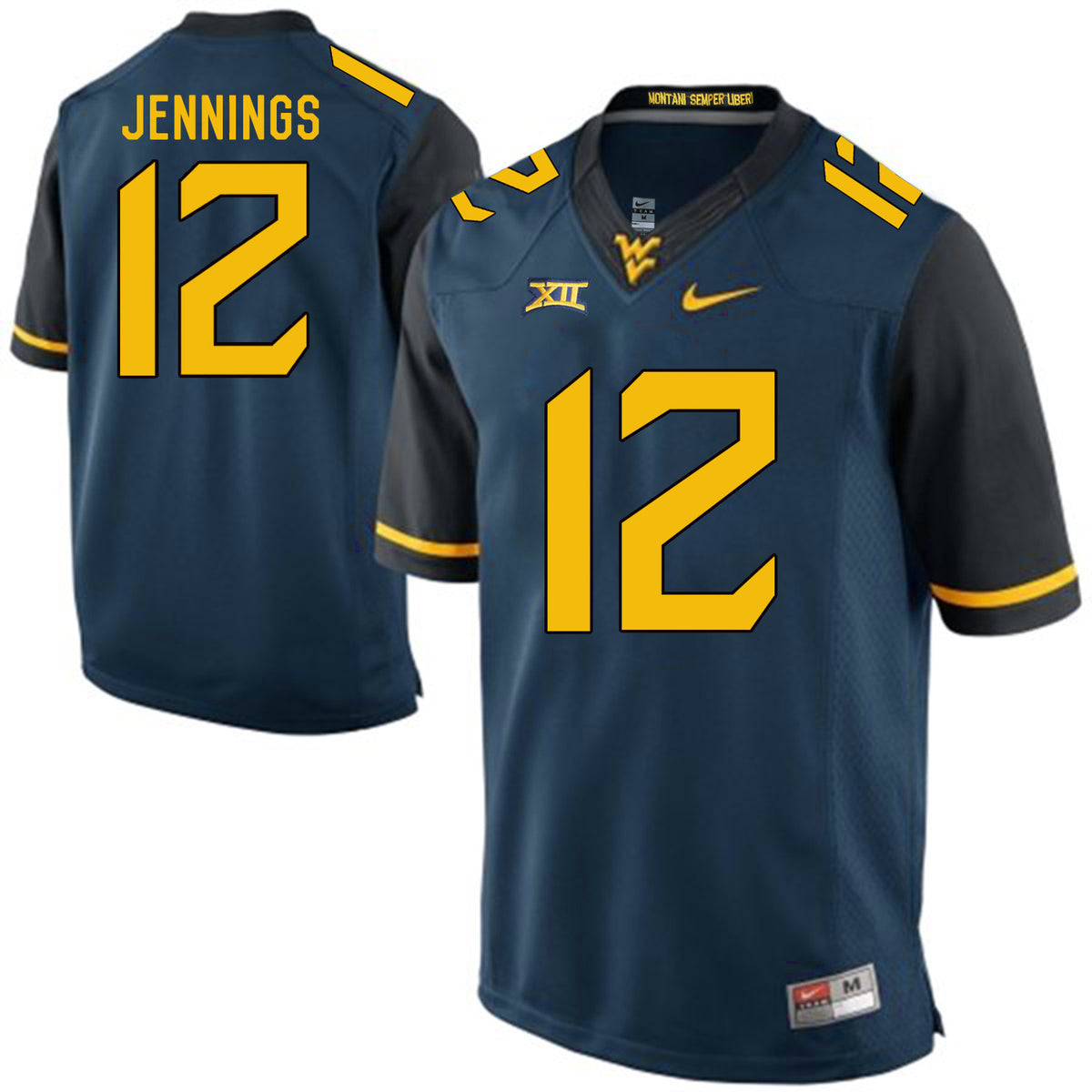 Gary Jennings West Virginia Mountaineers navy jersey