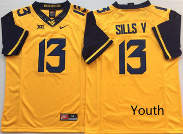 David Sills V West Virginia Mountaineers gold jersey