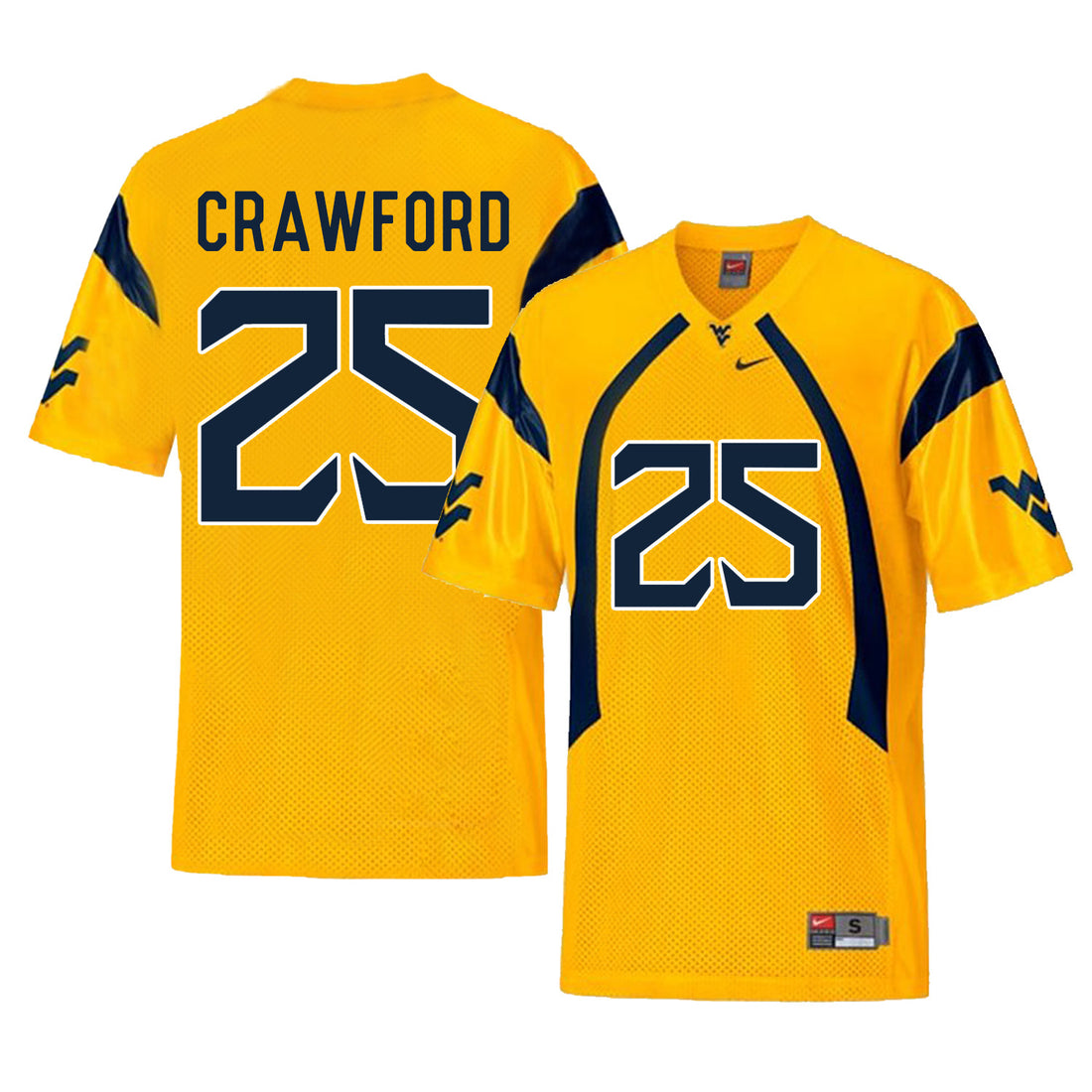 Justin Crawford West Virginia Mountaineers gold jersey