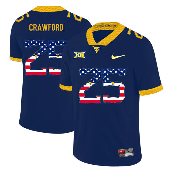 Justin Crawford West Virginia Mountaineers navy jersey