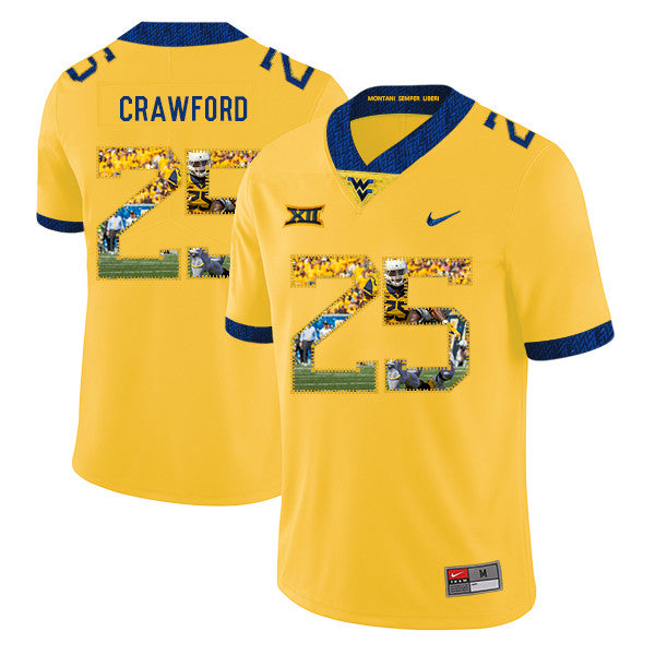Justin Crawford West Virginia Mountaineers yellow Fashion jersey