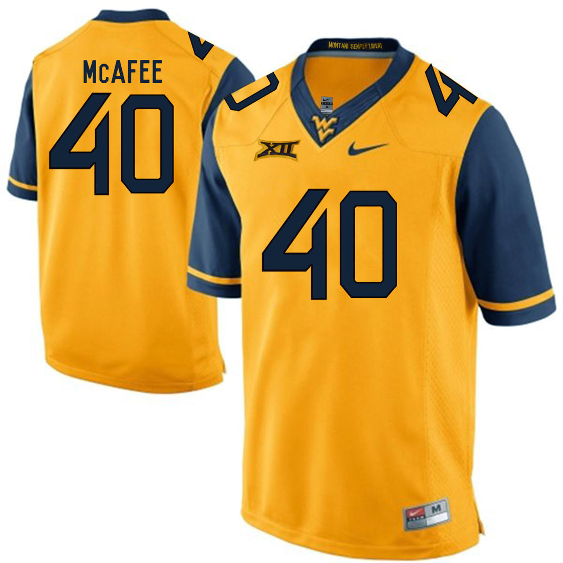 Pat McAfee West Virginia Mountaineers gold jersey
