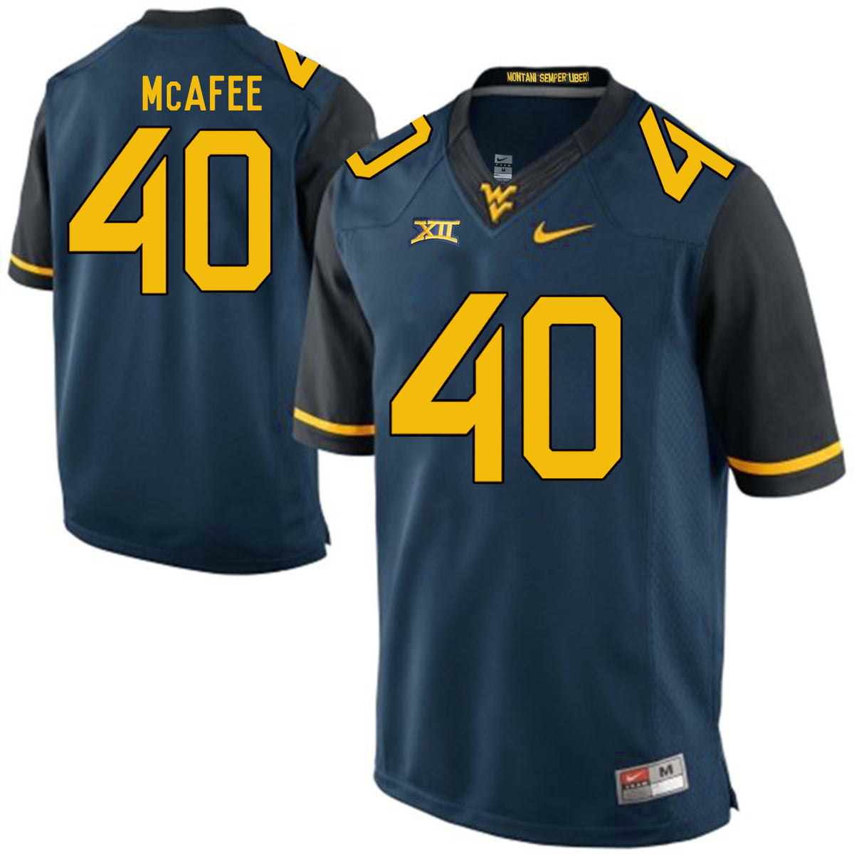 Pat McAfee West Virginia Mountaineers navy jersey
