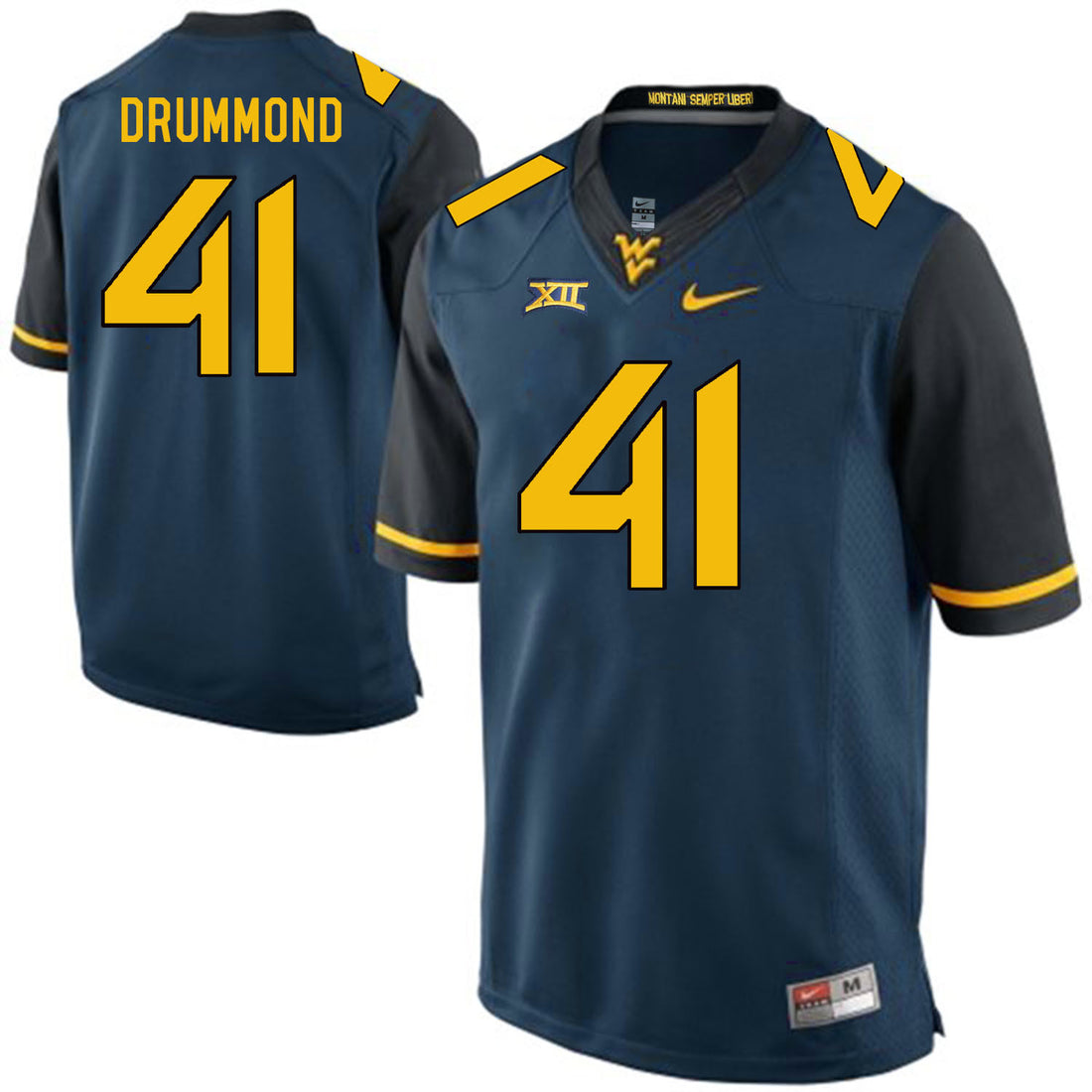 Elijah Drummond West Virginia Mountaineers navy jersey