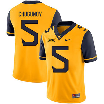 Chris Chugunov West Virginia Mountaineers gold jersey