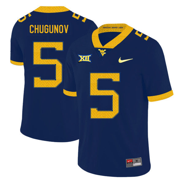 Chris Chugunov West Virginia Mountaineers navy jersey