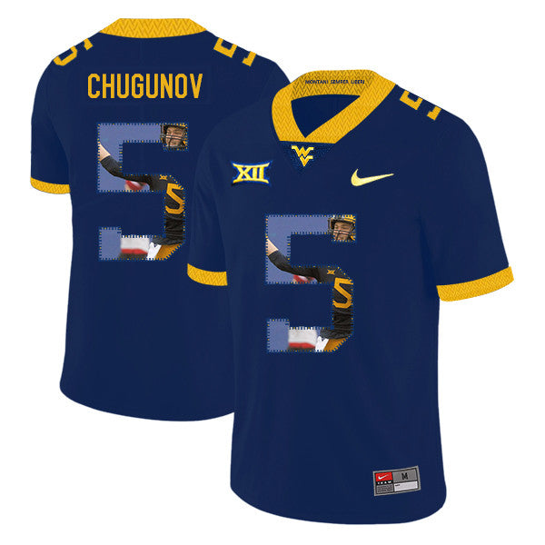 Chris Chugunov West Virginia Mountaineers navy Fashion jersey