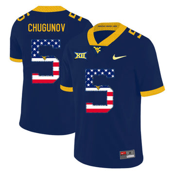 Chris Chugunov West Virginia Mountaineers navy jersey