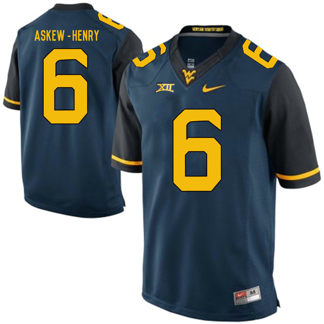 Dravon Askew-Henry West Virginia Mountaineers blue jersey