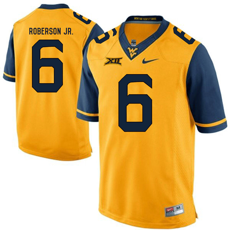 Reggie Roberson Jr West Virginia Mountaineers gold jersey