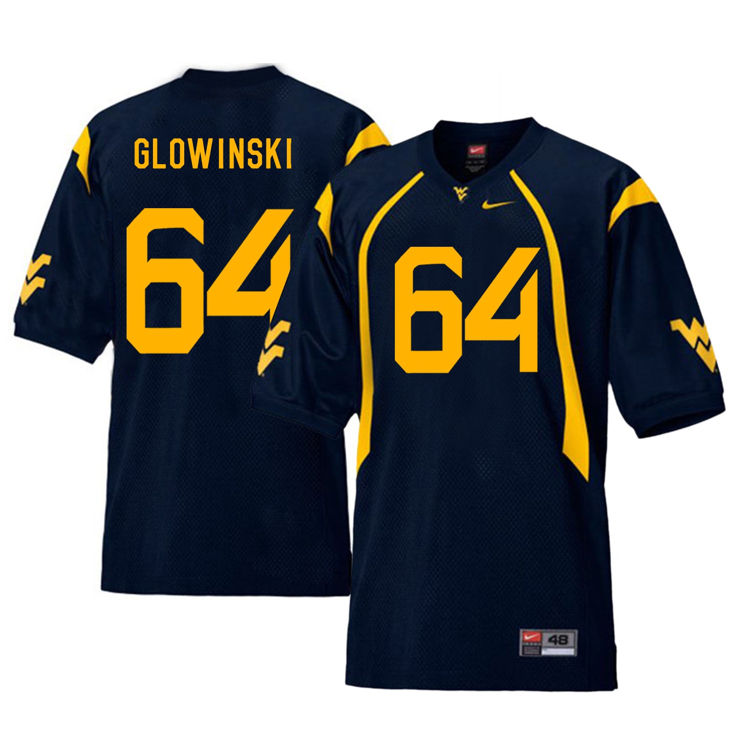 Mark Glowinski West Virginia Mountaineers navy jersey