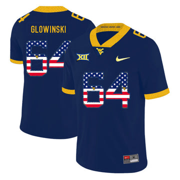 Mark Glowinski Nay USA Flag College West Virginia Mountaineers jersey