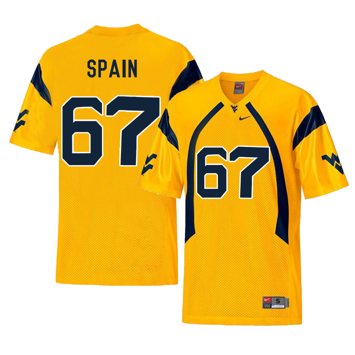 Quinton Spain West Virginia Mountaineers gold jersey