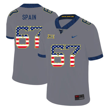 Quinton Spain West Virginia Mountaineers gray jersey