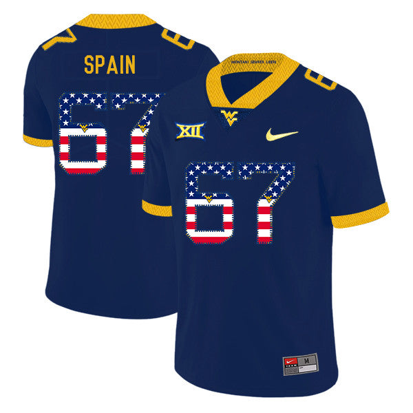 Quinton Spain West Virginia Mountaineers navy jersey