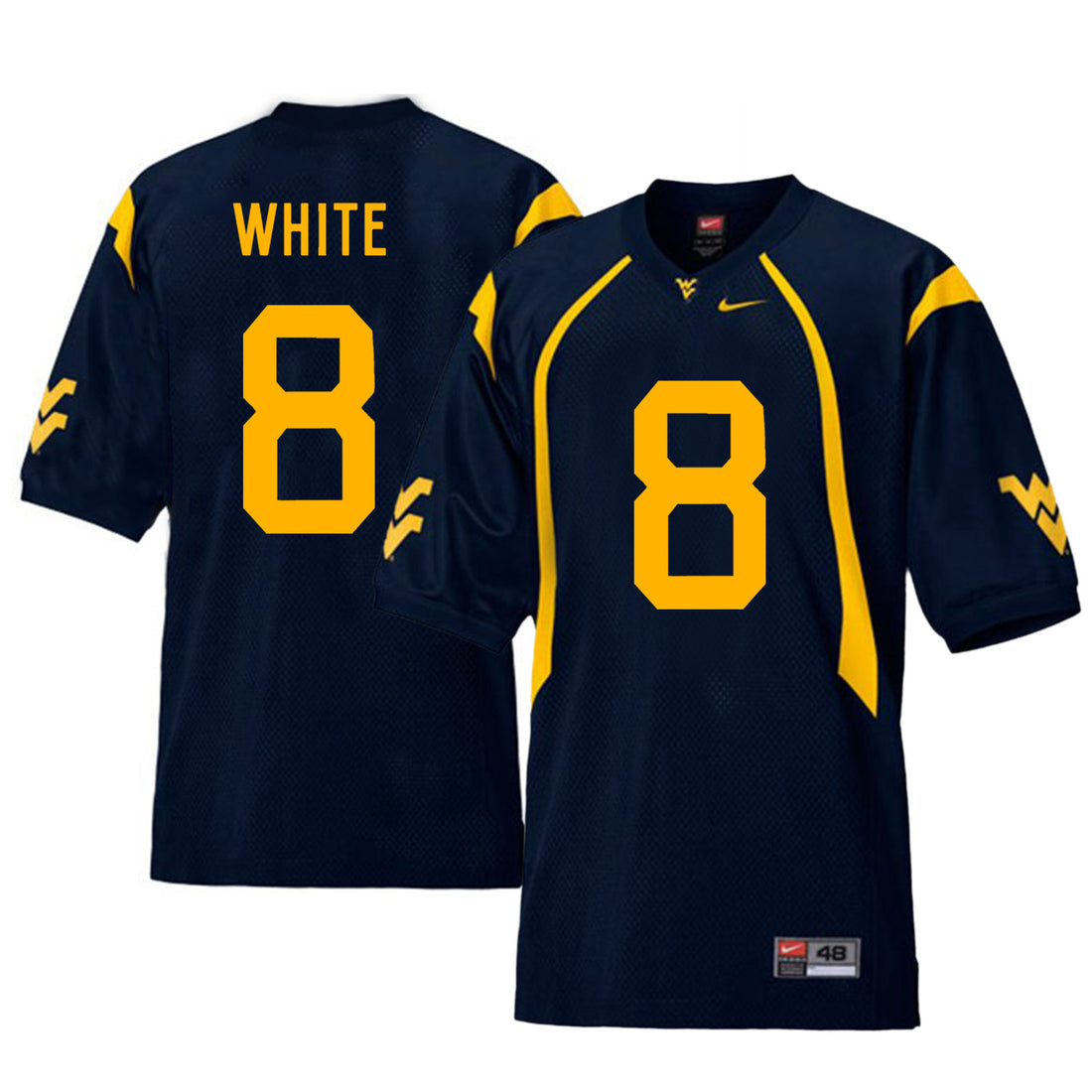 Kyzir White West Virginia Mountaineers navy jersey